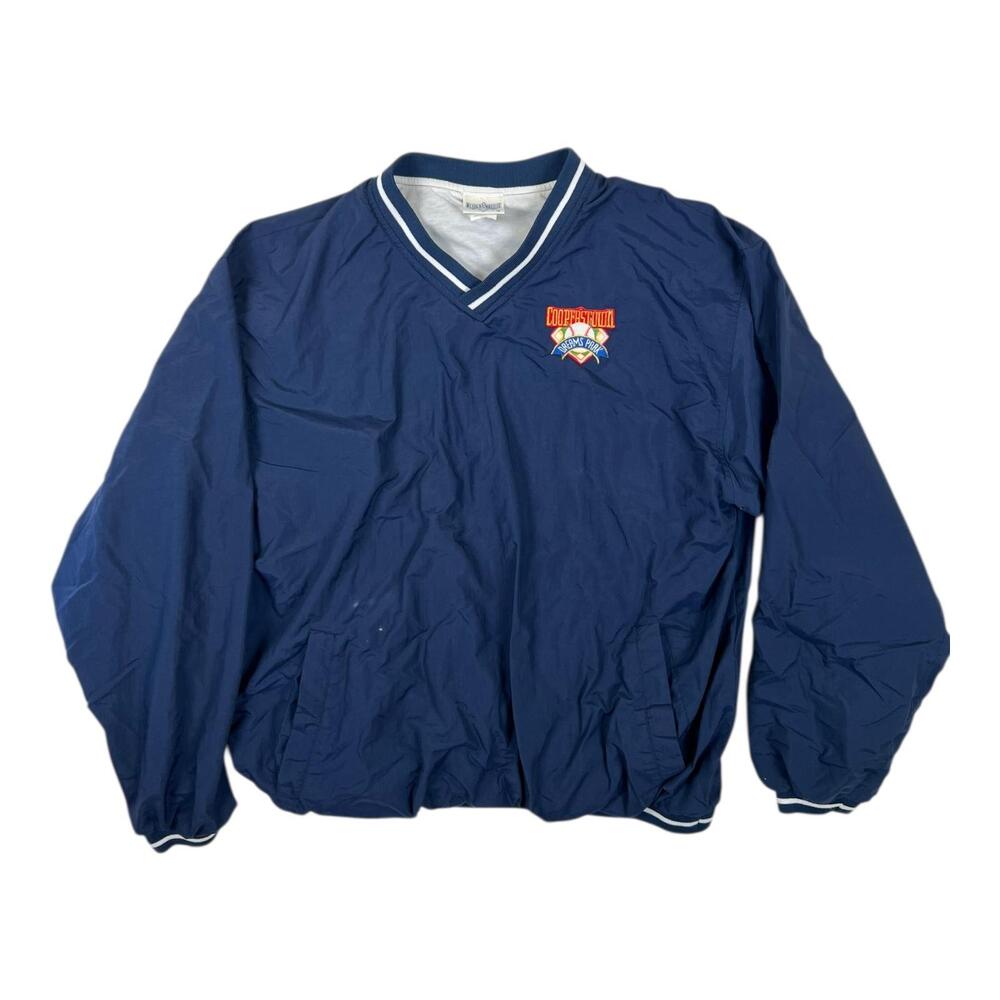 VTG Cooperstown Dreams Park Jacket Mens XL Blue Baseball Pullover Windbreaker